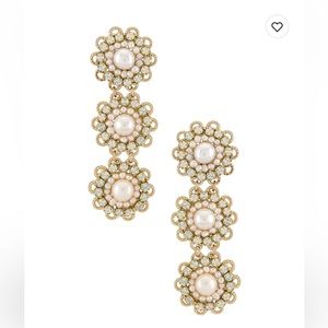 Revolve Lunika Pearl Floral Gold Drop Earrings